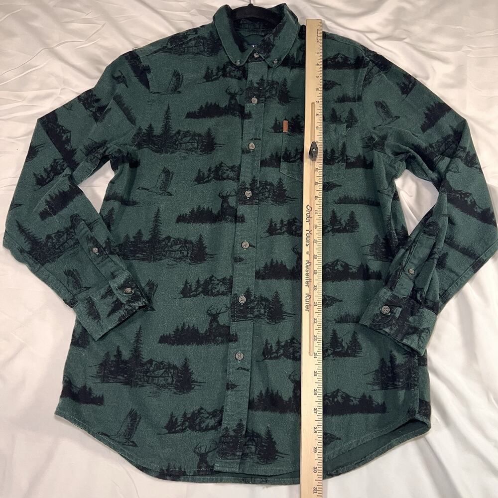 Chaps Performance Flannel Shirt Men's Size M Green Soft Hunting Deer Duck Cabin - Picture 8 of 13